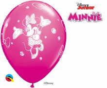 11in. Minnie Mouse Latex Balloon / Bow Pattern ~ WILD BERRY