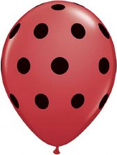 Polka Dots, Red & Black • 11in. Latex Helium Balloon