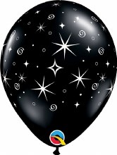 11in. Sparkles & Swirls Latex Balloon ~ BLACK