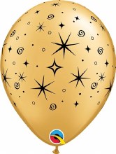 11in. Sparkles & Swirls Latex Balloon ~ GOLD