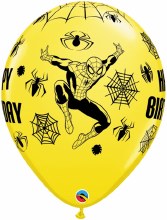 Spiderman • Happy Birthday 11in. Printed Latex Balloon ~ Yellow