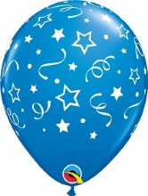 Stars & Dots Confetti 11" Latex Balloon ~ DARK BLUE