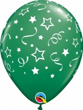 Stars & Dots Confetti 11" Latex Balloon ~ DARK GREEN