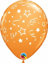 Stars & Dots Confetti 11" Latex Balloon ~ ORANGE