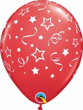 Stars & Dots Confetti 11" Latex Balloon ~ RED