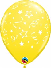 Stars & Dots Confetti 11" Latex Balloon ~ YELLOW