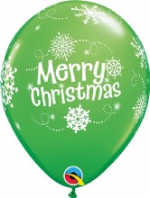 Merry Christmas Spring Green Standard Size Latex Helium Balloon 11in.