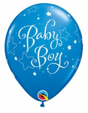 11" Baby Boy Stars Latex Balloon ~ DARK BLUE