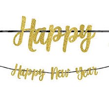 Happy New Year Gold Glitter Banner