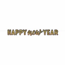 Happy New Year Banner ~ 12' Coloful Confetti w/ Gold Lettering