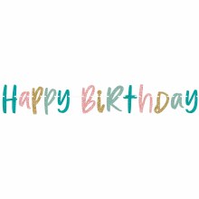 Happ Birthday Banner Pastel Glitter