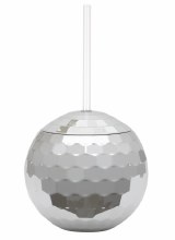 Disco Ball Cup w/ Straw Silver