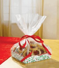 Small Holly Treat Trays & Bags w/ Ribbon ~ 2 Pack