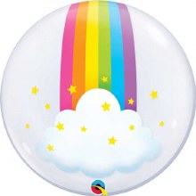 Rainbow, Deco Bubble • Jumbo 24in. Plastic, Non Foil Helium Balloon