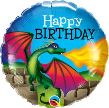 Dragon, Happy Birthday • Standard Size 18in. Mylar Helium Balloon