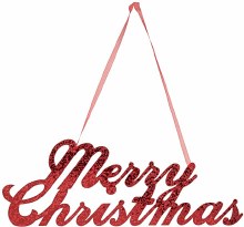 Merry Christmas Glitter Sign ~ 12" x 4.5"