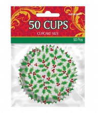 Holly Cupcake Baking Cups ~ 50 Pack