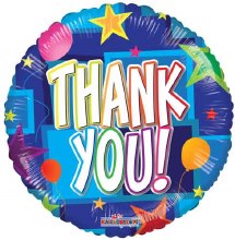 Thank You, Bold Colors • Standard Size 18in. Mylar Helium Balloon