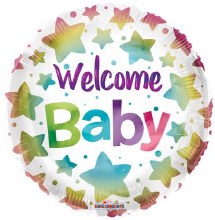 Gender Neutral, Welcome Baby • Stars • Standard Size 18" Mylar Helium Balloon