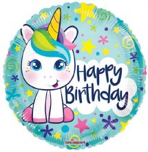 Standard Size / Happy Birthday Unicorn Cutie Mylar ~ 18"