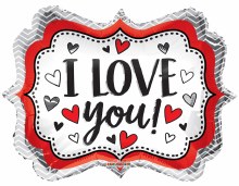 I Love You, Marquee Shape • Standard 18in. Mylar Helium Balloon