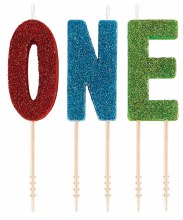 Number/Letter Glitter Candles "ONE"