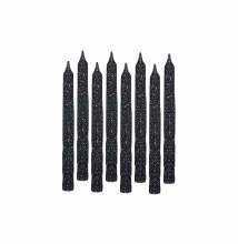 Candles Lg Glitter Blk 24pk