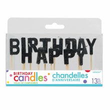 Birthday Glitter Candles - Blk