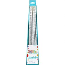 Candles Taper Thin Silver 12pk