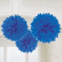 Hanging Fluffy Decor ~ Royal Blue 3pc