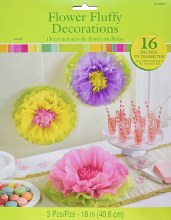 16in. Fluffy Flower Spring Decorations ~ 3 Pieces