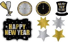 New Years Cutouts Glitter Asst