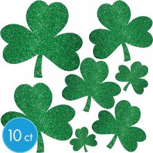Shamrock Glitter Mini Cutouts ~ 10 Pieces
