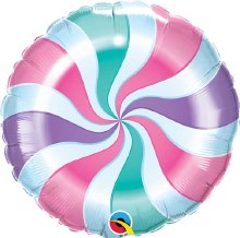 Candy Swirl, Pastel • Standard Size 18in. Mylar Helium Balloon