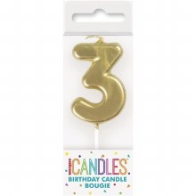 Candle #3 Gold Unique