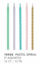 Candle Pastel/Gold Spiral 12pk