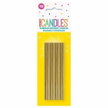 Candles Sparkle Stick Gld 18pk