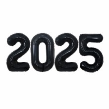 2025 Number Bundle, Black • Jumbo 34" Mylar Helium Balloons x4