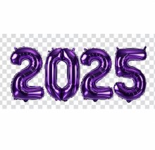 2025 Number Bundle, Purple • Jumbo 34" Mylar Helium Balloons x4