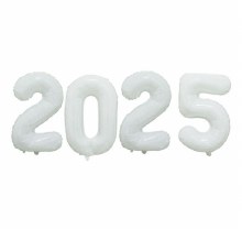 2025 Number Bundle, White • Jumbo 34" Mylar Helium Balloons x4
