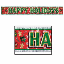 Happy Holidays Metallic Foil Fringe Banner ~ 5'