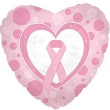 Breast Cancer Ribbon Heart • Standard Size 17in. Mylar Helium Balloon