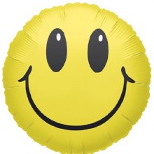 Smiley Face, Big Eyes • Standard Size 18in. Mylar Helium Balloon