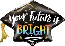 Jumbo Graduate Cap Your Future Is Bright Mylar ~ 41"