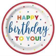 HBD Dot & Star 9" Plates 8ct
