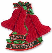 Merry Christmas Tissue Bell Wall Decoration ~ 14"