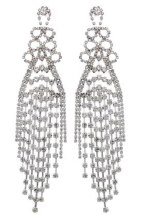 Rhinestone Chandelier Earrings Silver