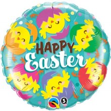 Happy Easter, Colorful Baby Chicks • Standard Size 18" Mylar Helium Balloon