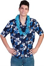 Hawaiian Shirt Blue Flower L