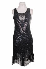 Flapper Dress Black Sequin Large